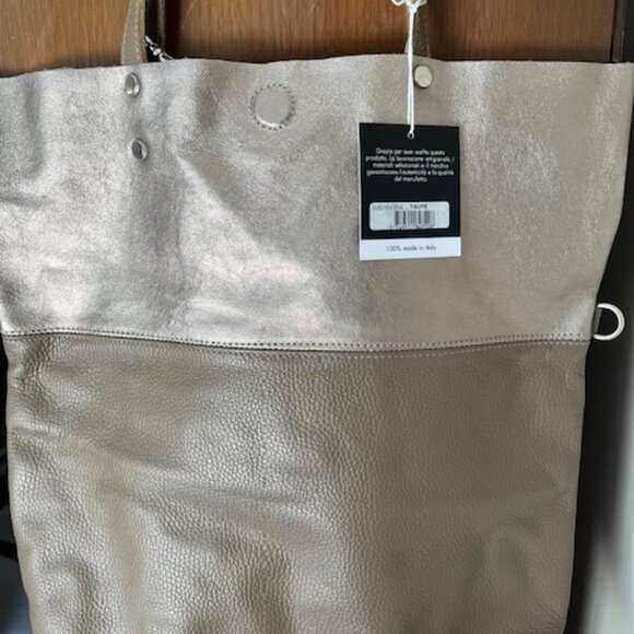 Anna Morellini two tone leather bucket bag. Made in Italy. - Picture 3 of 5